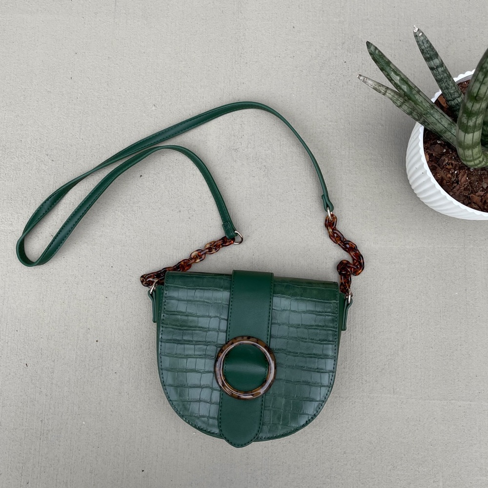 Like Dreams green snake skin bag